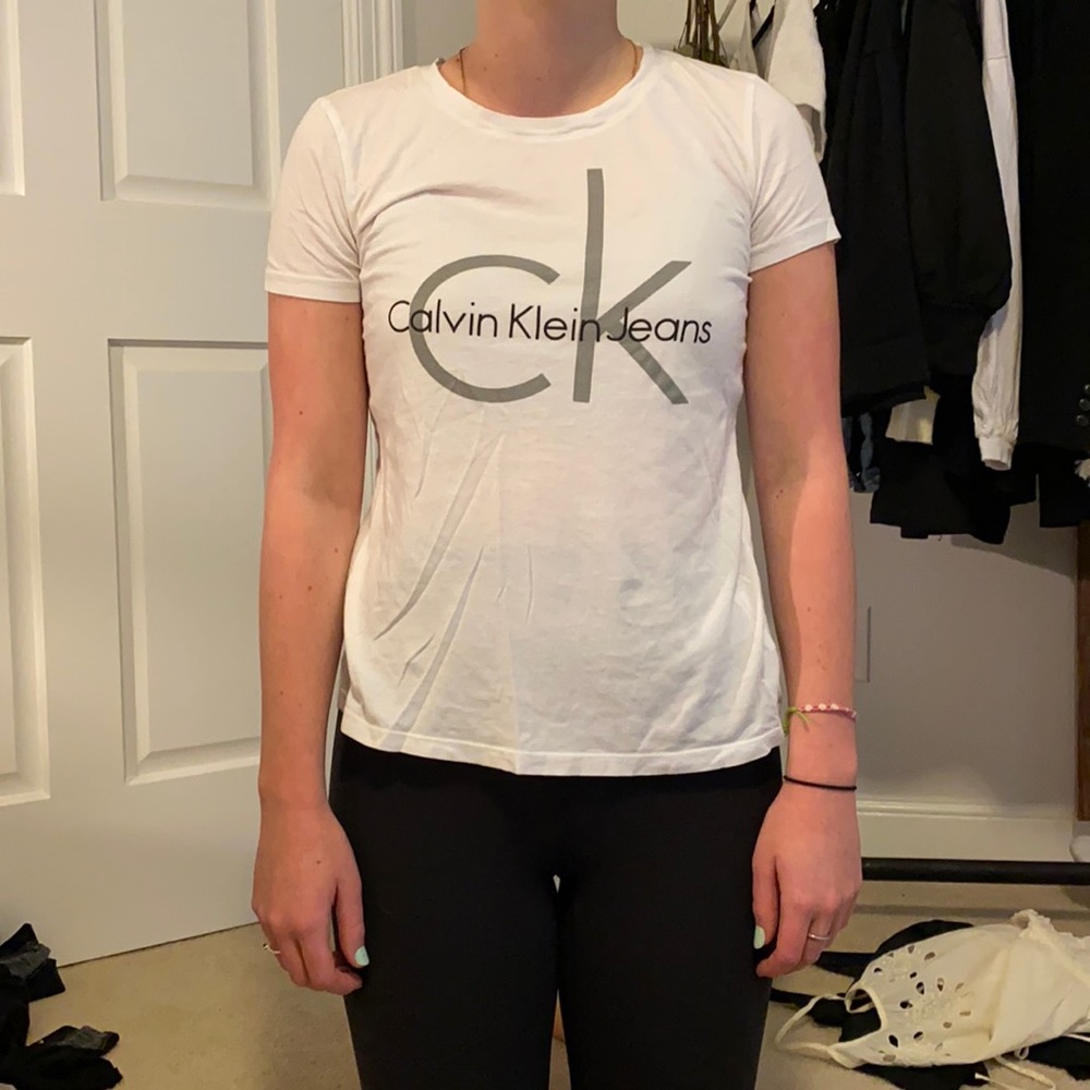 White Calvin Klein logo tee